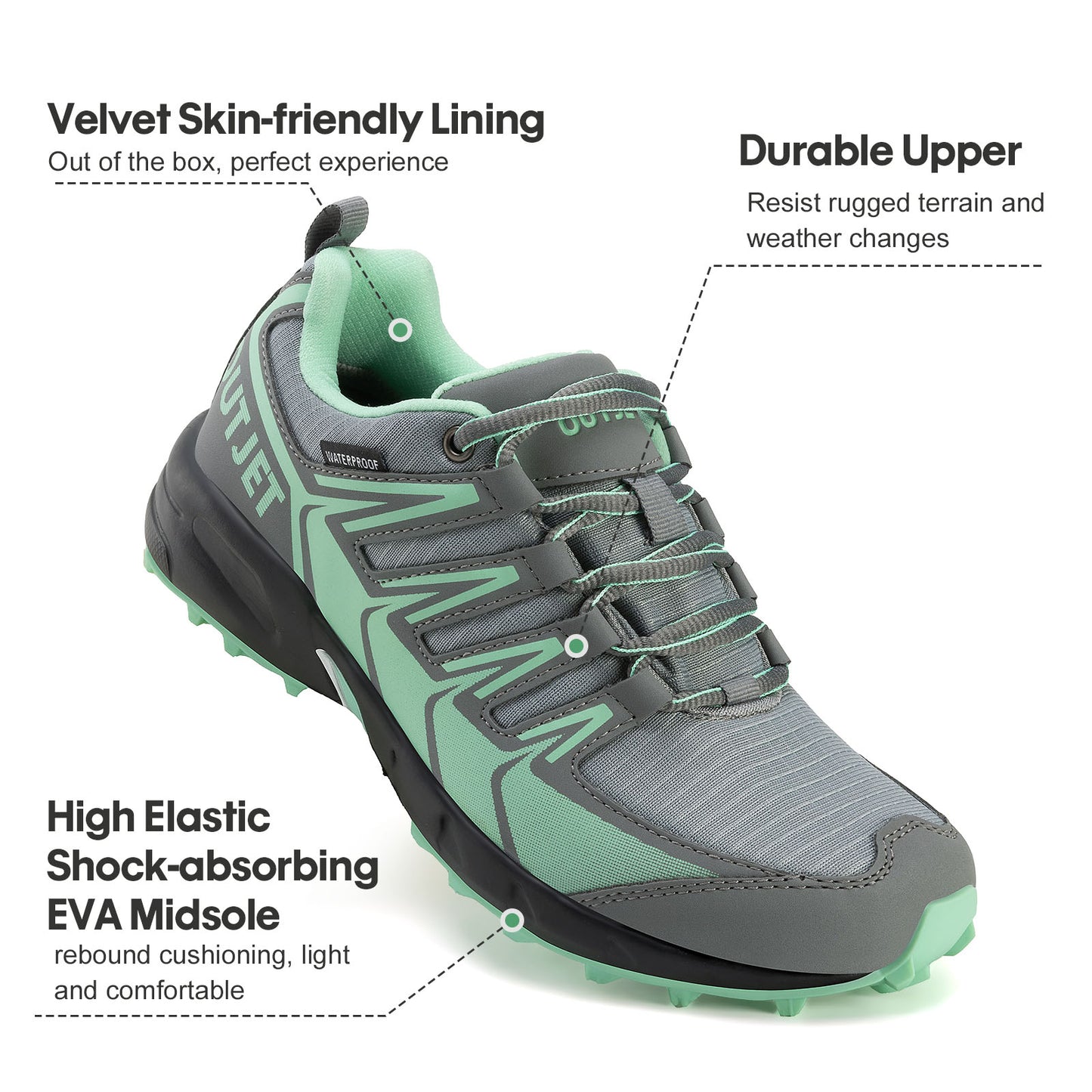 Women's Waterproof Hiking Shoes Lightweight Non-Slip Trails Walking Shoes Outdoor Sneakers